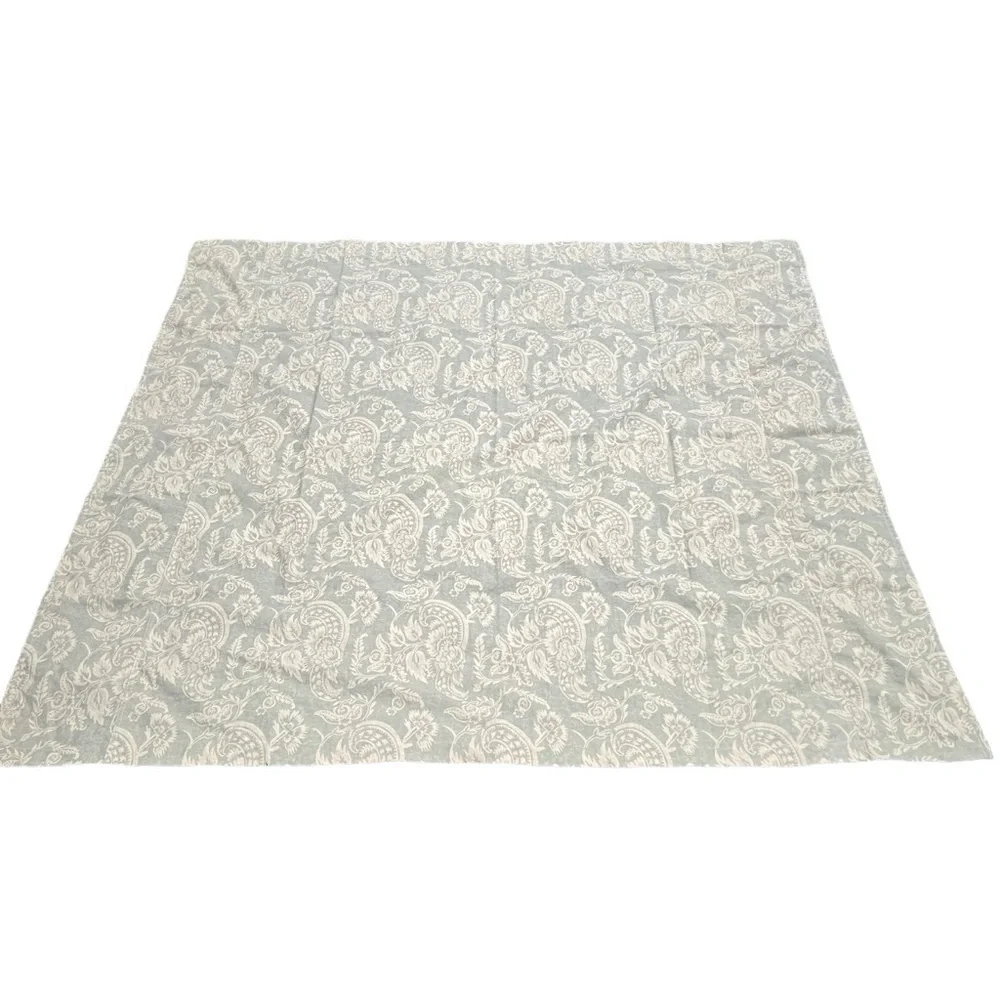 Pottery Barn Alessandra Paisley Linen Blend Shower Curtain Green/Gray GUC